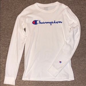 Champion Shirts - White Champion Long Sleeve LS SMALL Champion Shirts - White Champion Long Sleeve LS SMALL